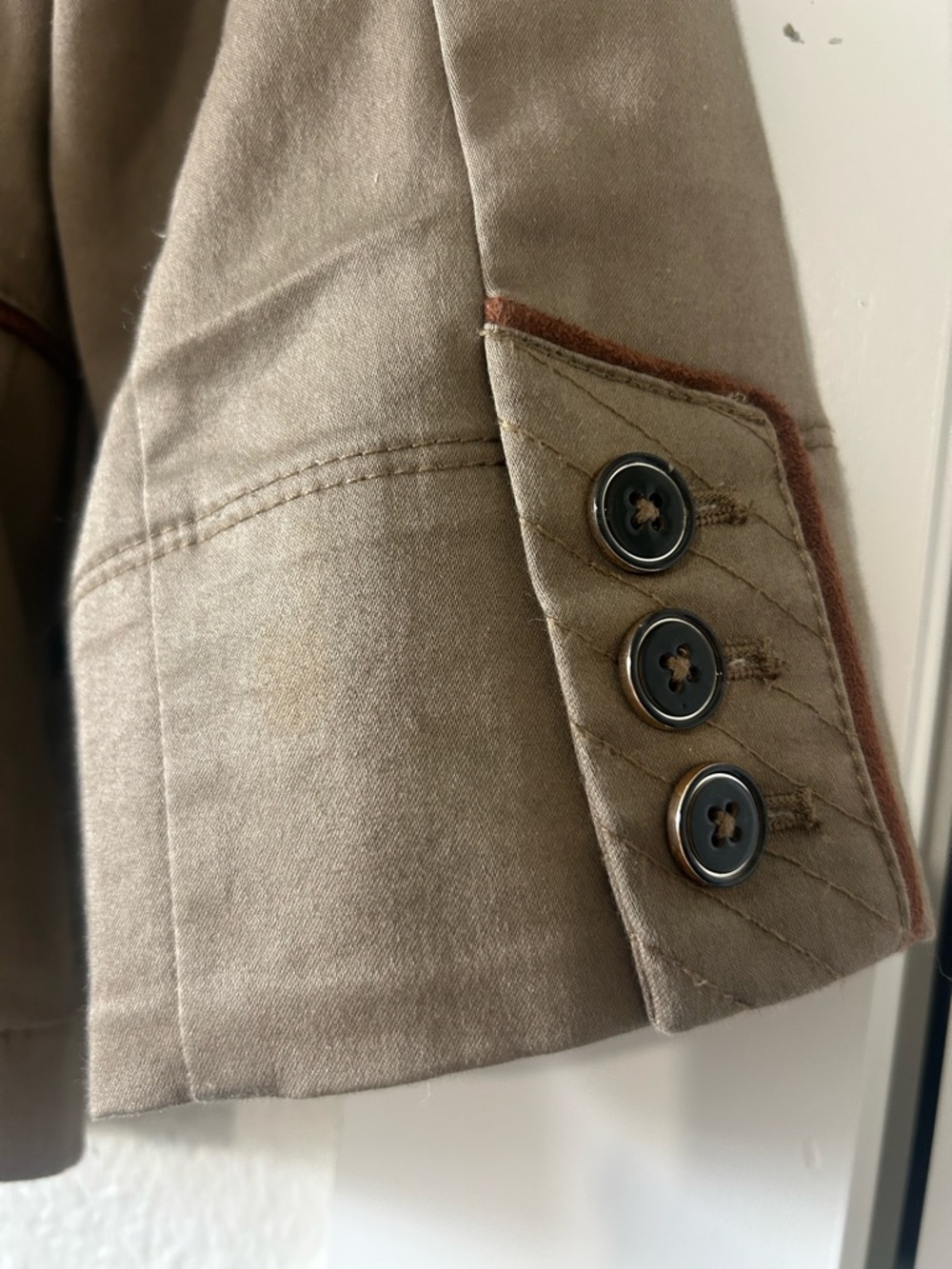 White House Black Market Taupe Utility Jacket with Contrast Trim - Picture 5 of 7